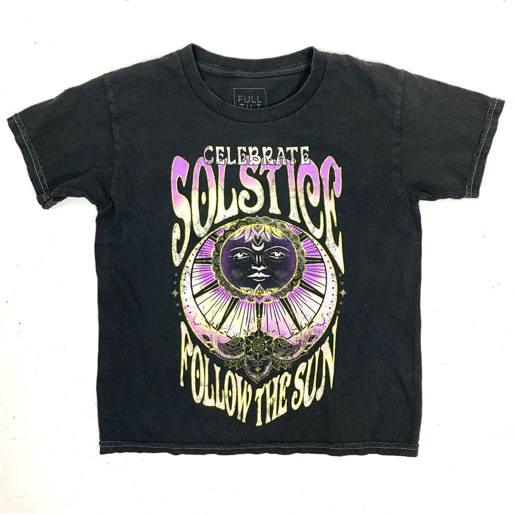 Full Tilt Women XS Baby Tee Graphic Summer Solstice Cropped 100% Cotton